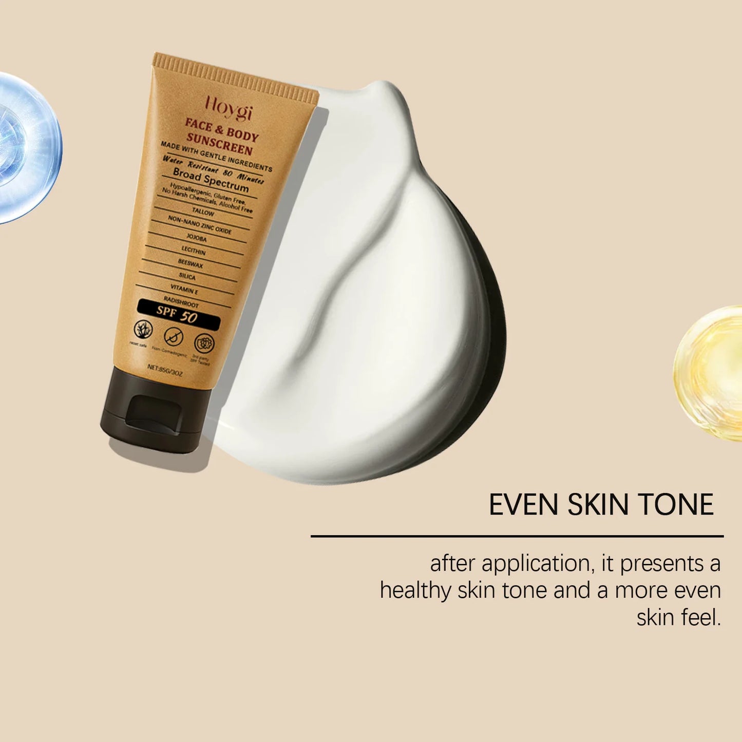 Hoygi Beef Tallow Sunscreen Cream SPF50 For Face And Body