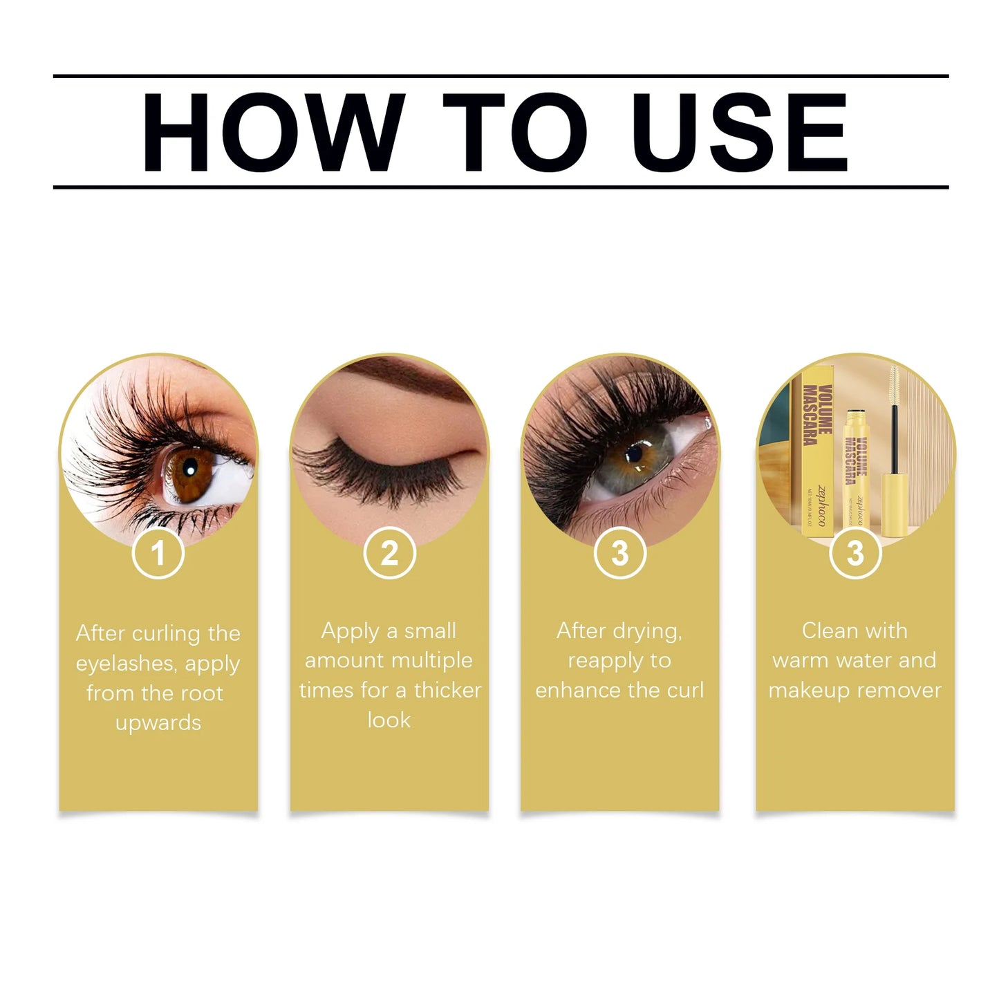 Zephoco Lengthening Waterproof Mascara For Thick Curling Lashes