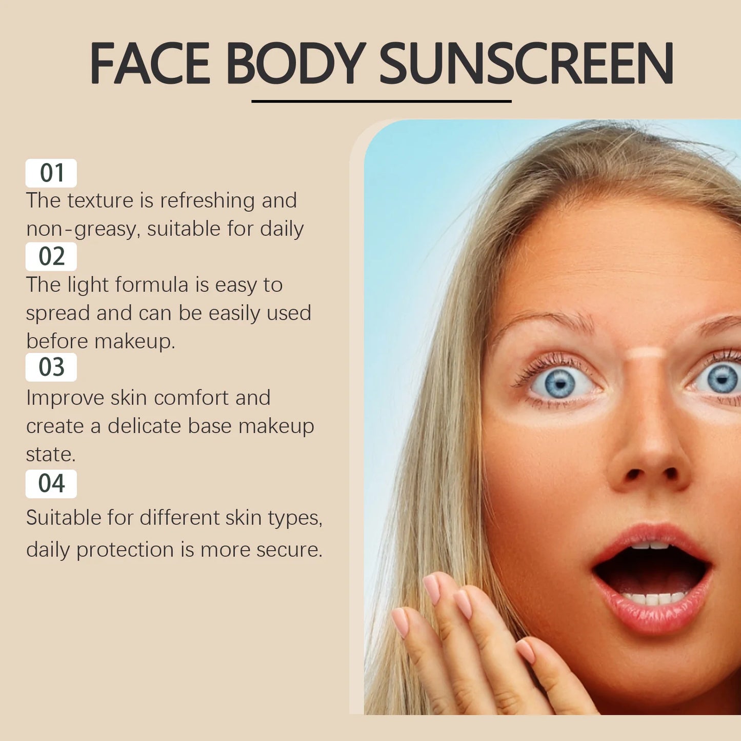 Hoygi Beef Tallow Sunscreen Cream SPF50 For Face And Body