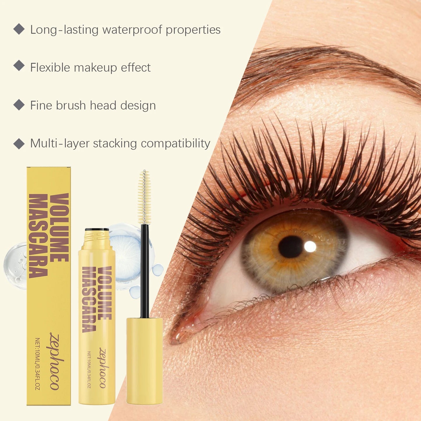 Zephoco Lengthening Waterproof Mascara For Thick Curling Lashes