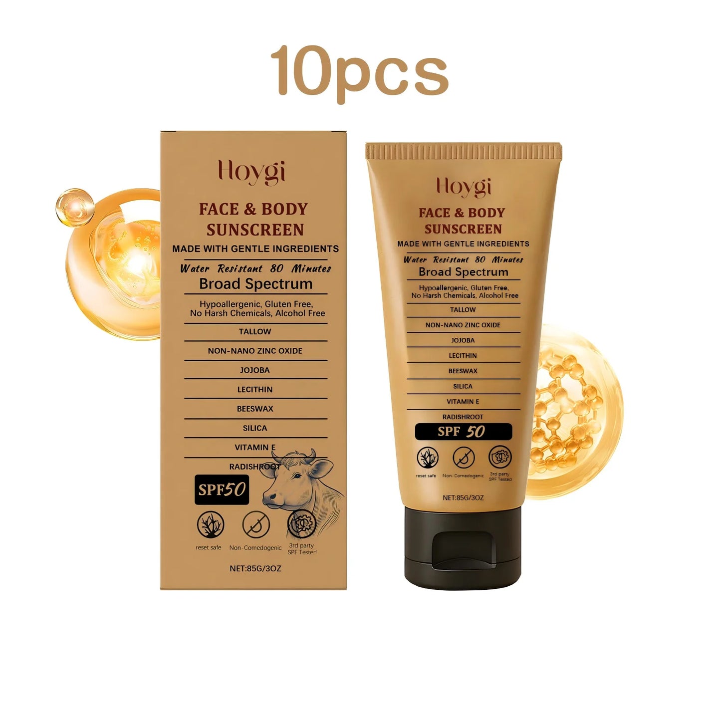 Hoygi Beef Tallow Sunscreen Cream SPF50 For Face And Body