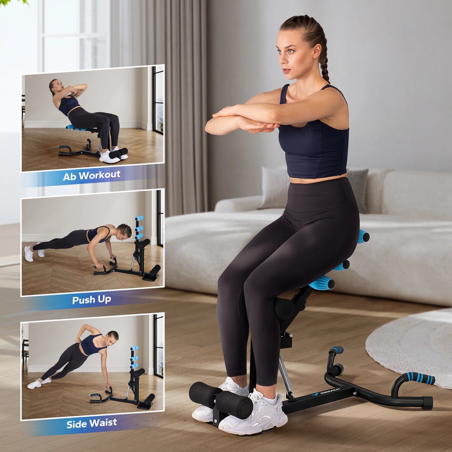 MERACH Deep Squat Machine Glutes Trainer Core Workout Equipment