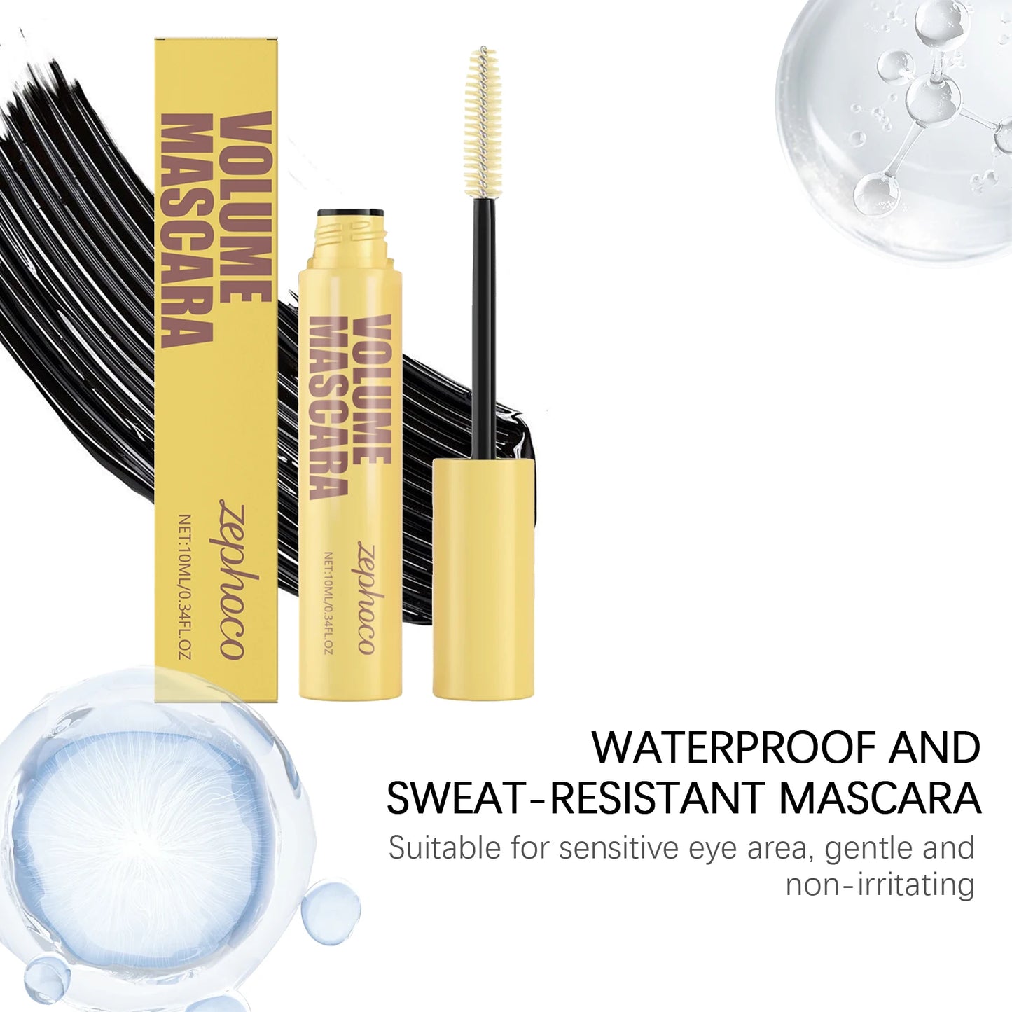 Zephoco Lengthening Waterproof Mascara For Thick Curling Lashes