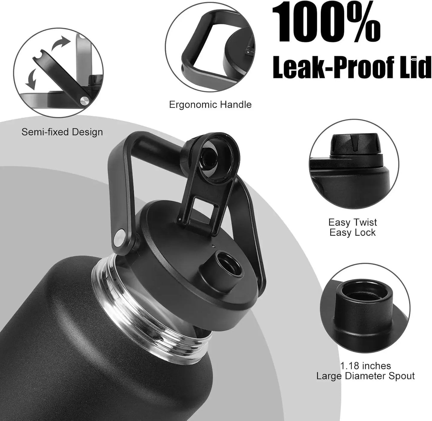 Wide Mouth Insulated Water Jug With Ergonomic Handle And Cups