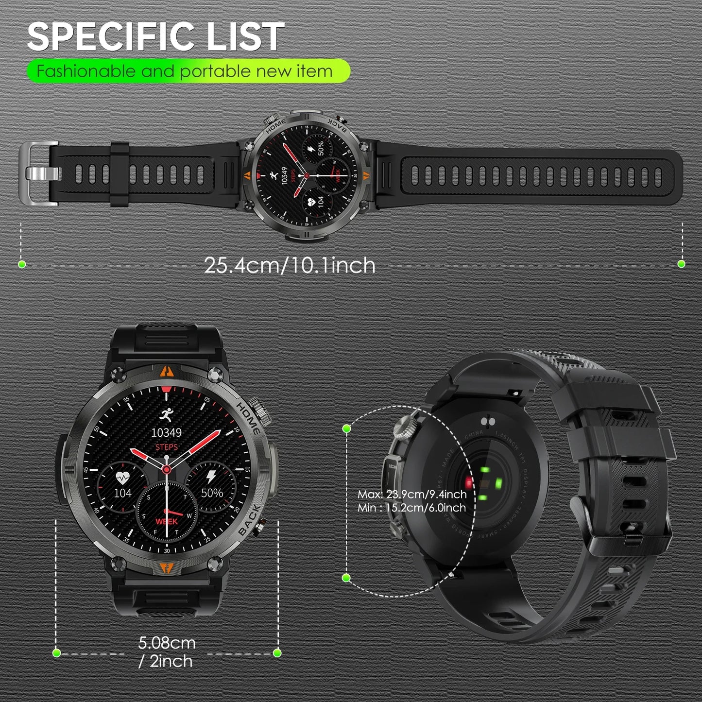 EIGIIS KE3 Bluetooth Call Smartwatch For Men With Health Monitor