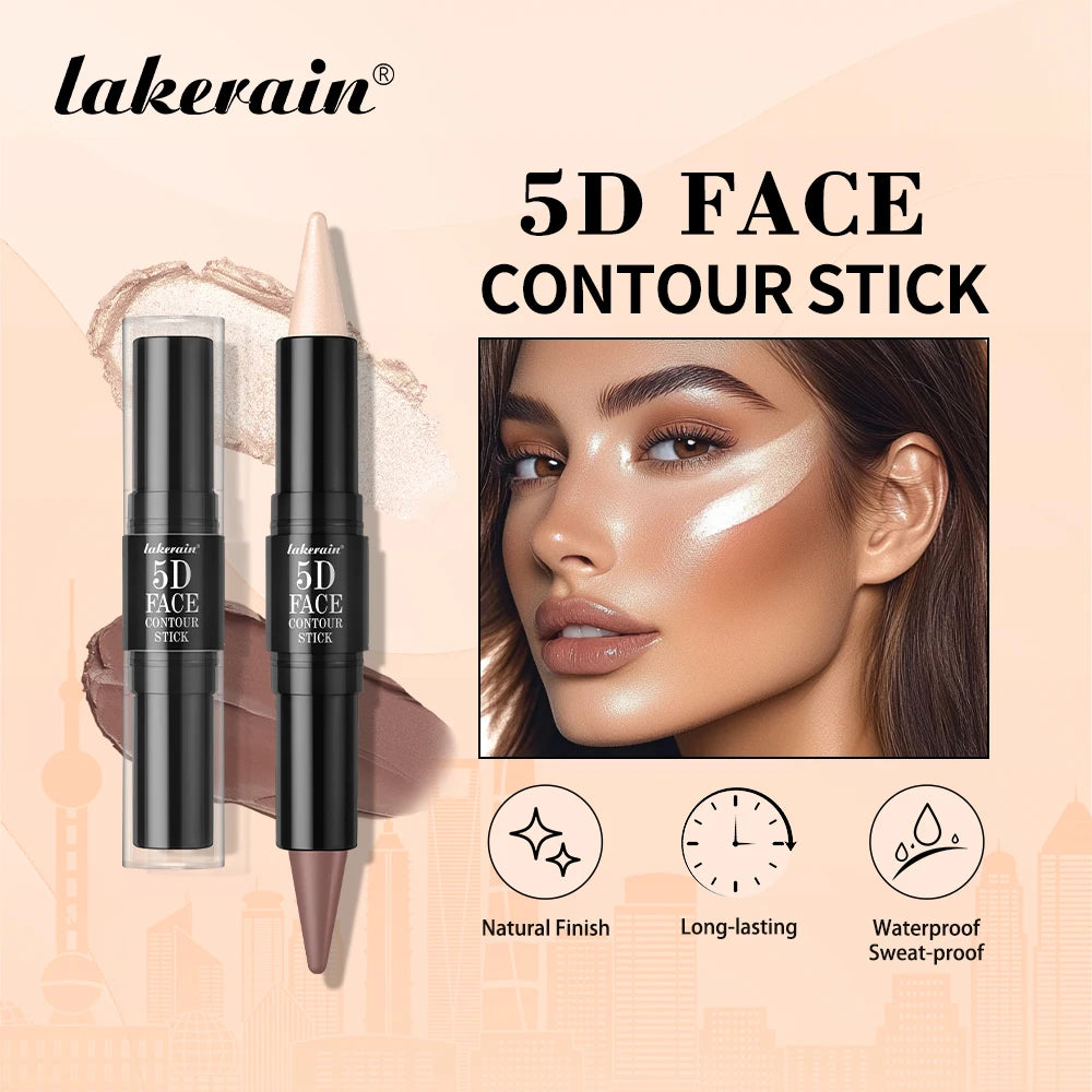 Lakerain Dual-Ended Face Contour Stick Highlighter Waterproof Sweatproof