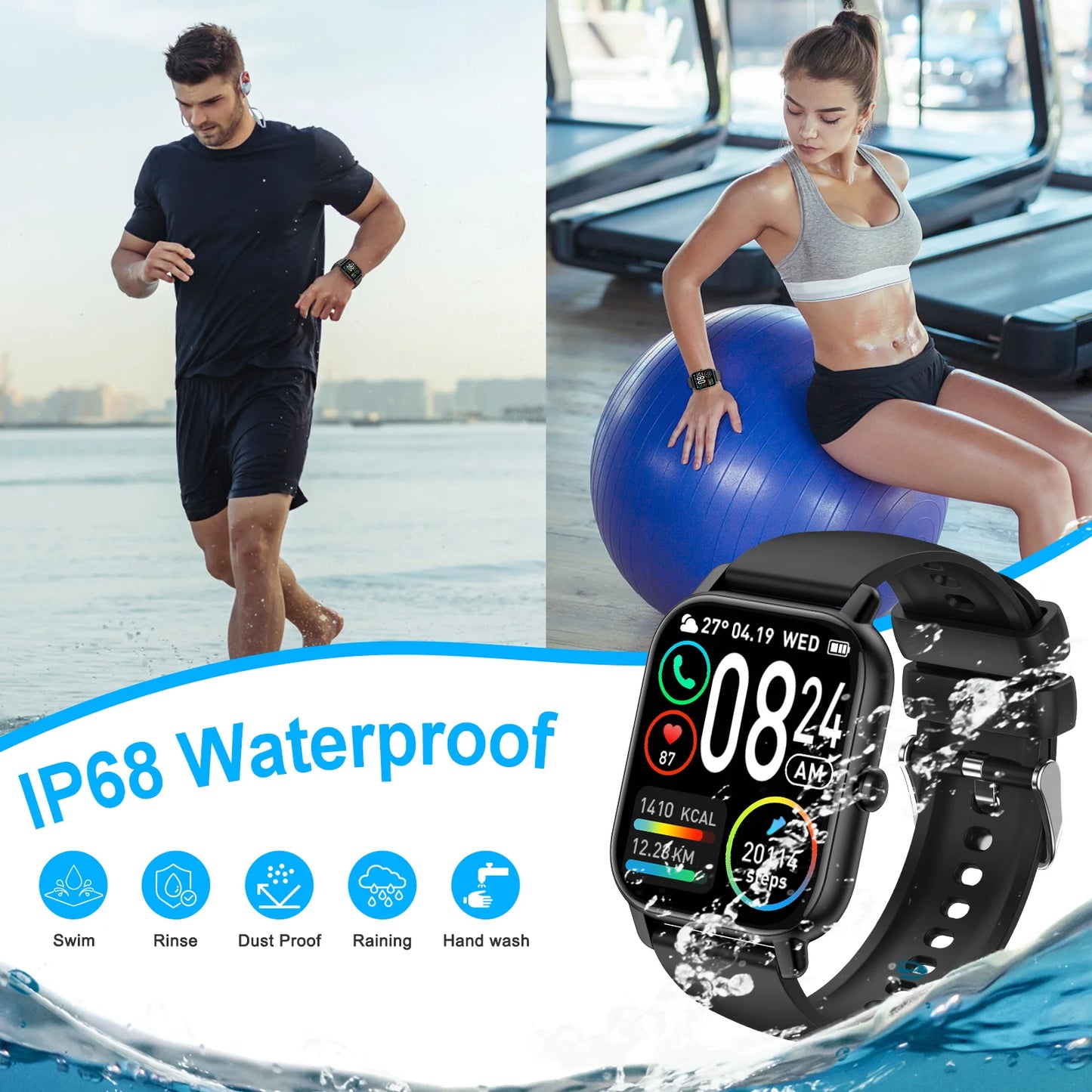 EIGIIS P66D Smartwatch 1.85 Inch TFT Health Monitor IP68 Bluetooth