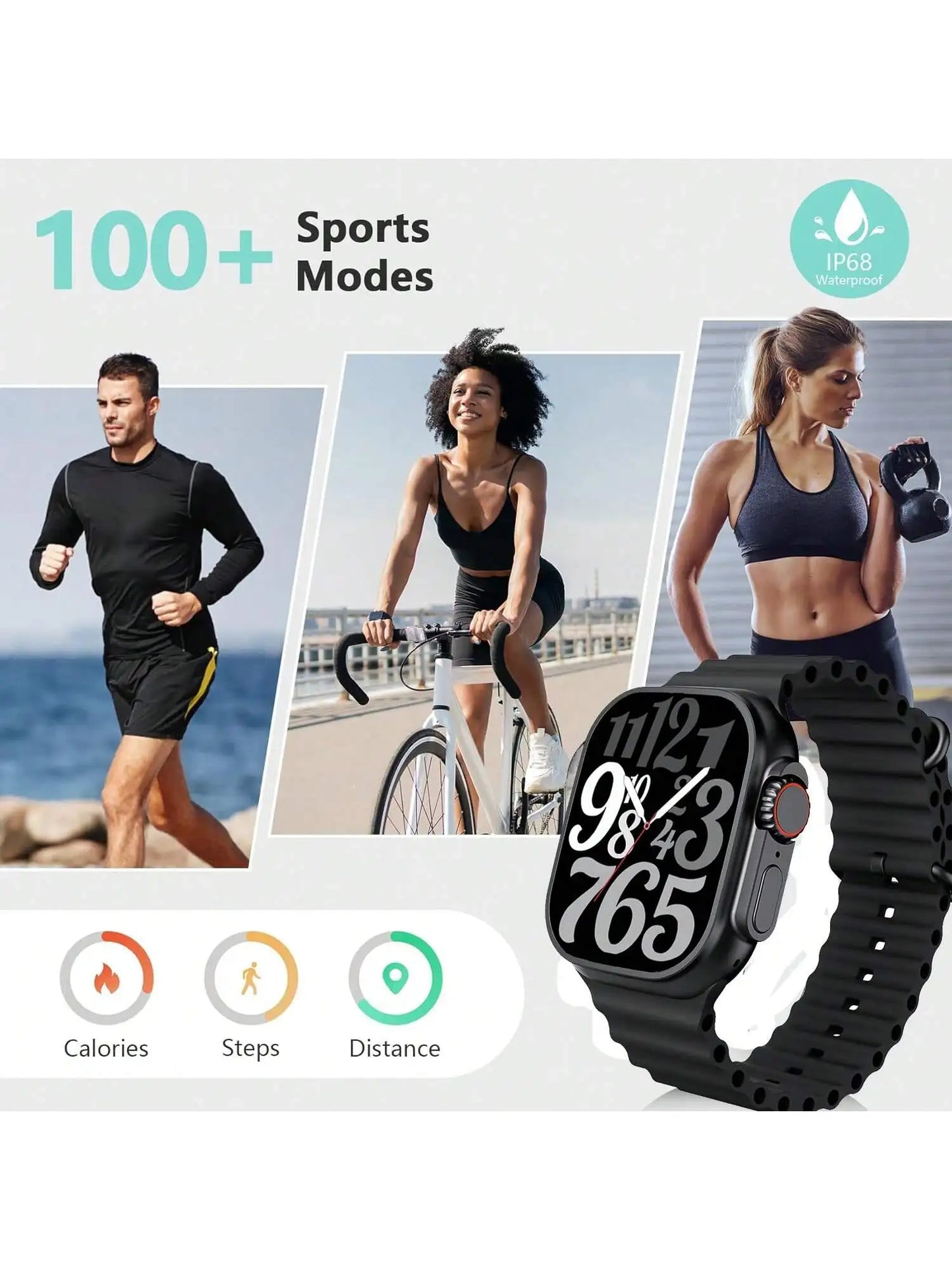 Smartwatch With 7 Bands Case Bluetooth Calling Fitness Tracker