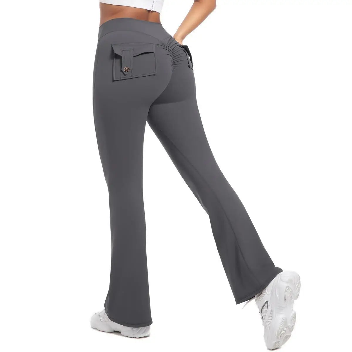 Women's Yoga Flare Trousers High Waist Tummy Control Pockets