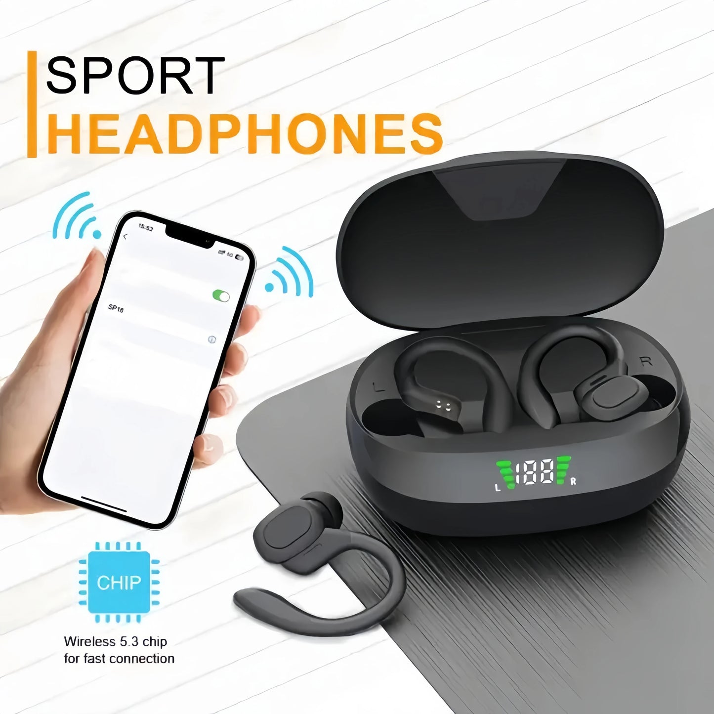 True Wireless Earbuds With Microphone And LED Display