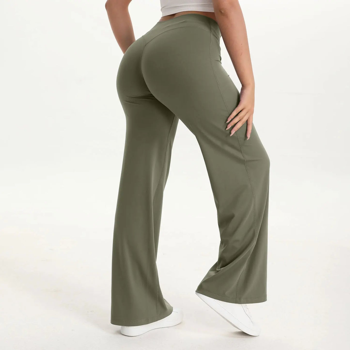 NCLAGEN SoftMotion Mid Waist Straight Leg Yoga Pants For Women