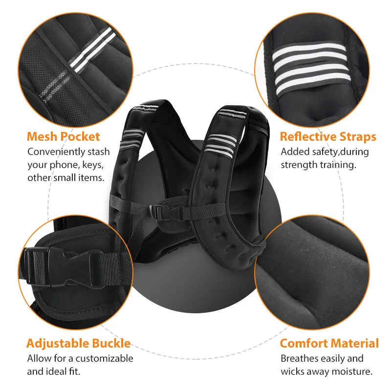Weight Vest With Reflective Stripe For Running And Strength Training
