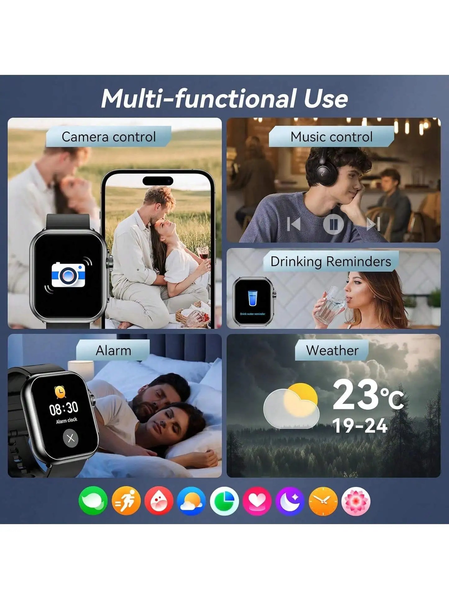 Smartwatch With 7 Bands Case Bluetooth Calling Fitness Tracker