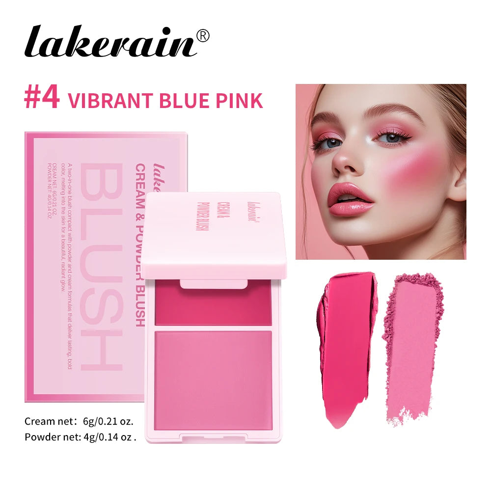Lakerain Waterproof Cream and Powder Blush 5 Colors Palette