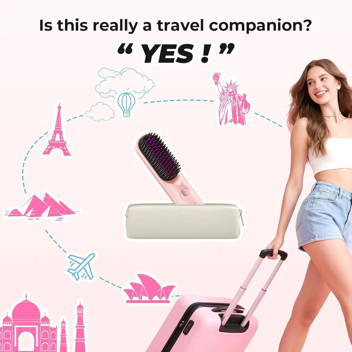 BOPCAL Cordless Hair Straightener Comb Brush 5S Fast Heating