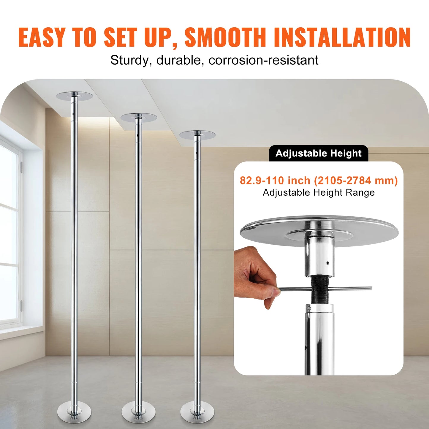 SucceBuy Stainless Steel Dancing Pole Kit Spinning and Static