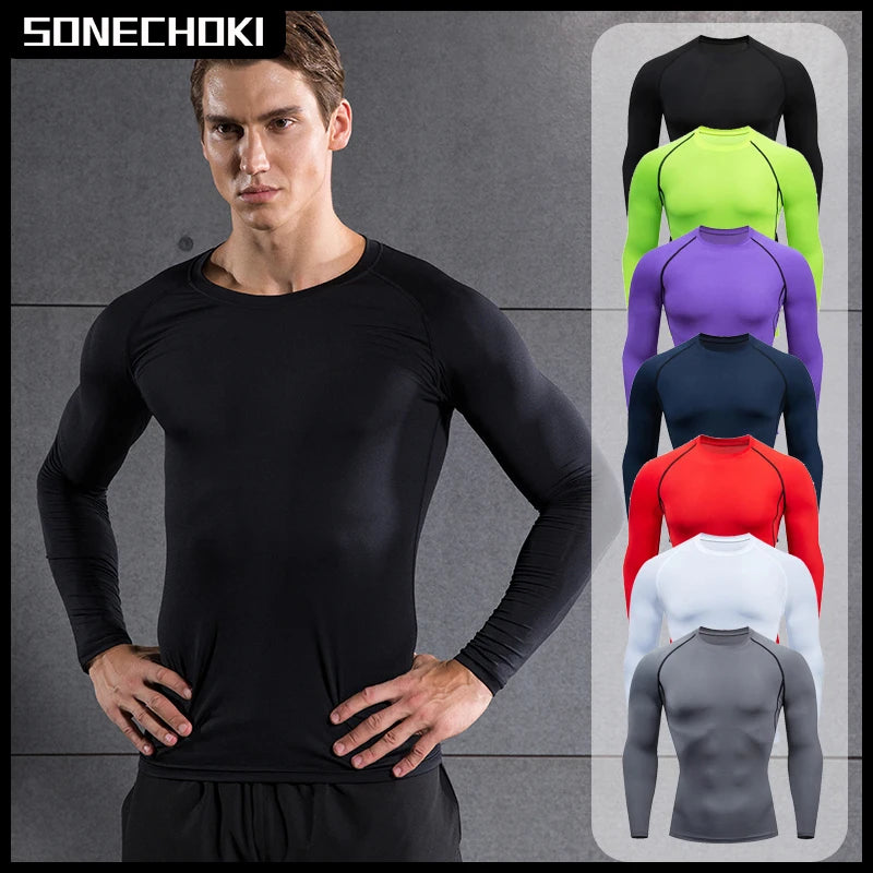 Men's Compression Running Top Long Sleeve Quick Dry Sports Shirt