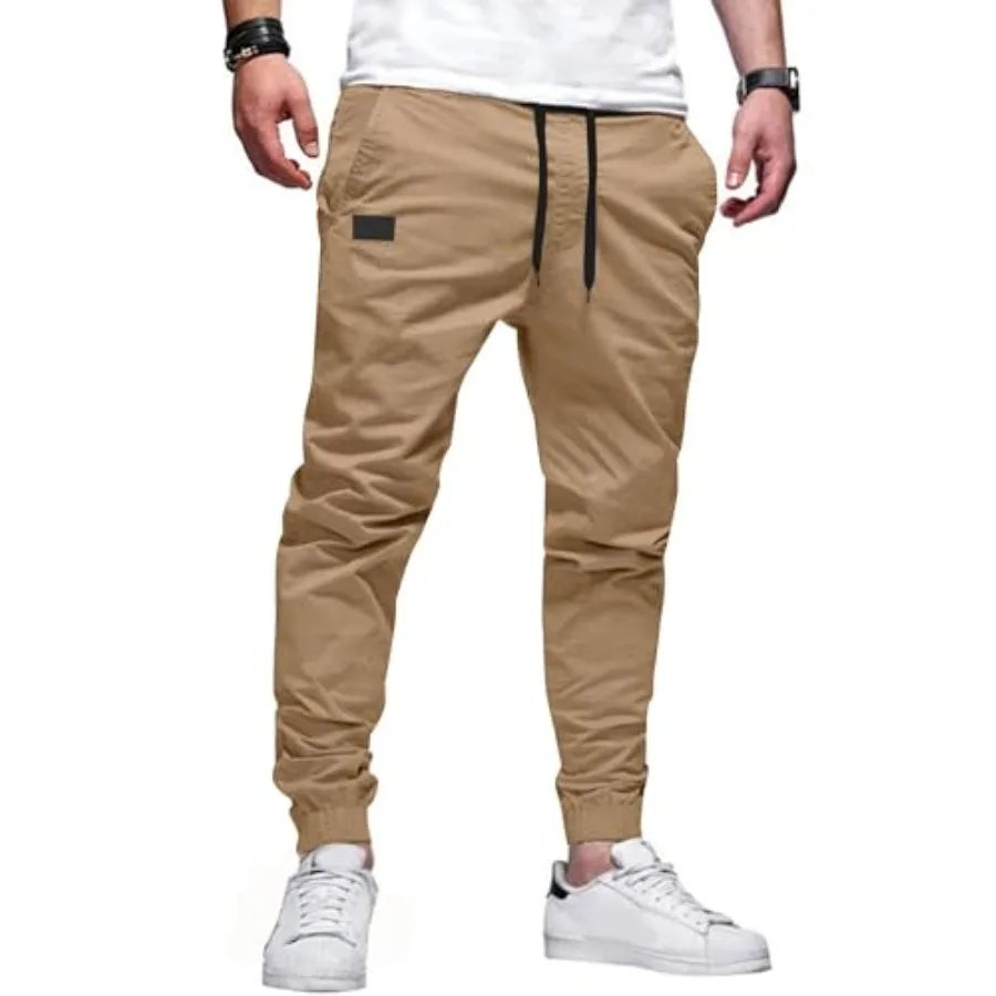 PLEPAN Women's Cargo Joggers Polyester Twill Drawstring Chino Pants
