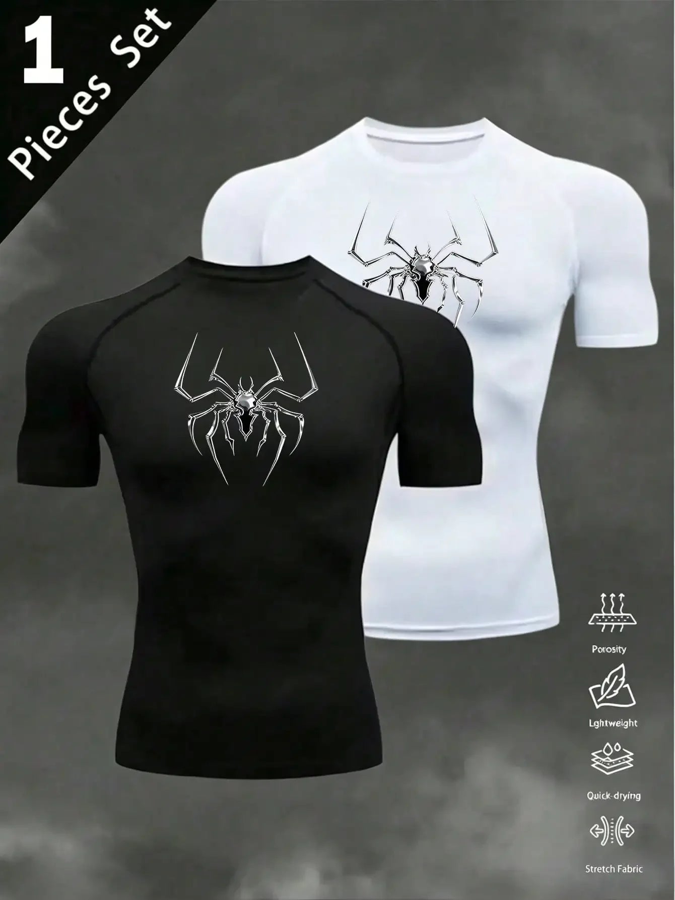 Mens Barbell Print Raglan Short Sleeve Compression Gym T Shirt
