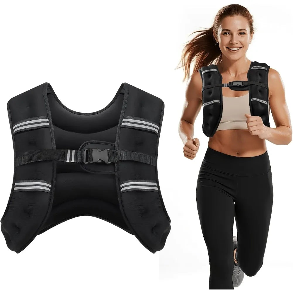 Adjustable Weighted Vest For Men And Women With Reflective Stripe
