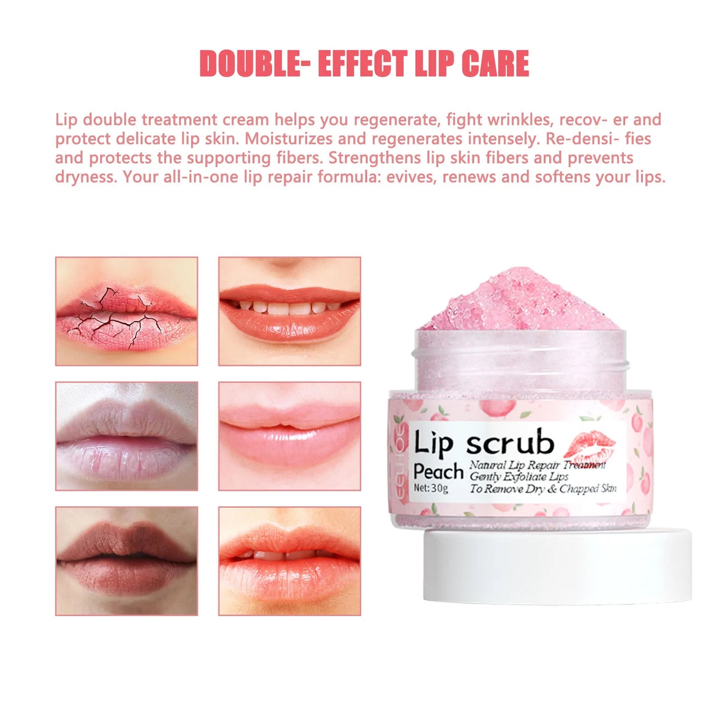 Peach Lip Scrub Exfoliates Dead Skin For Dry Lips Hydration