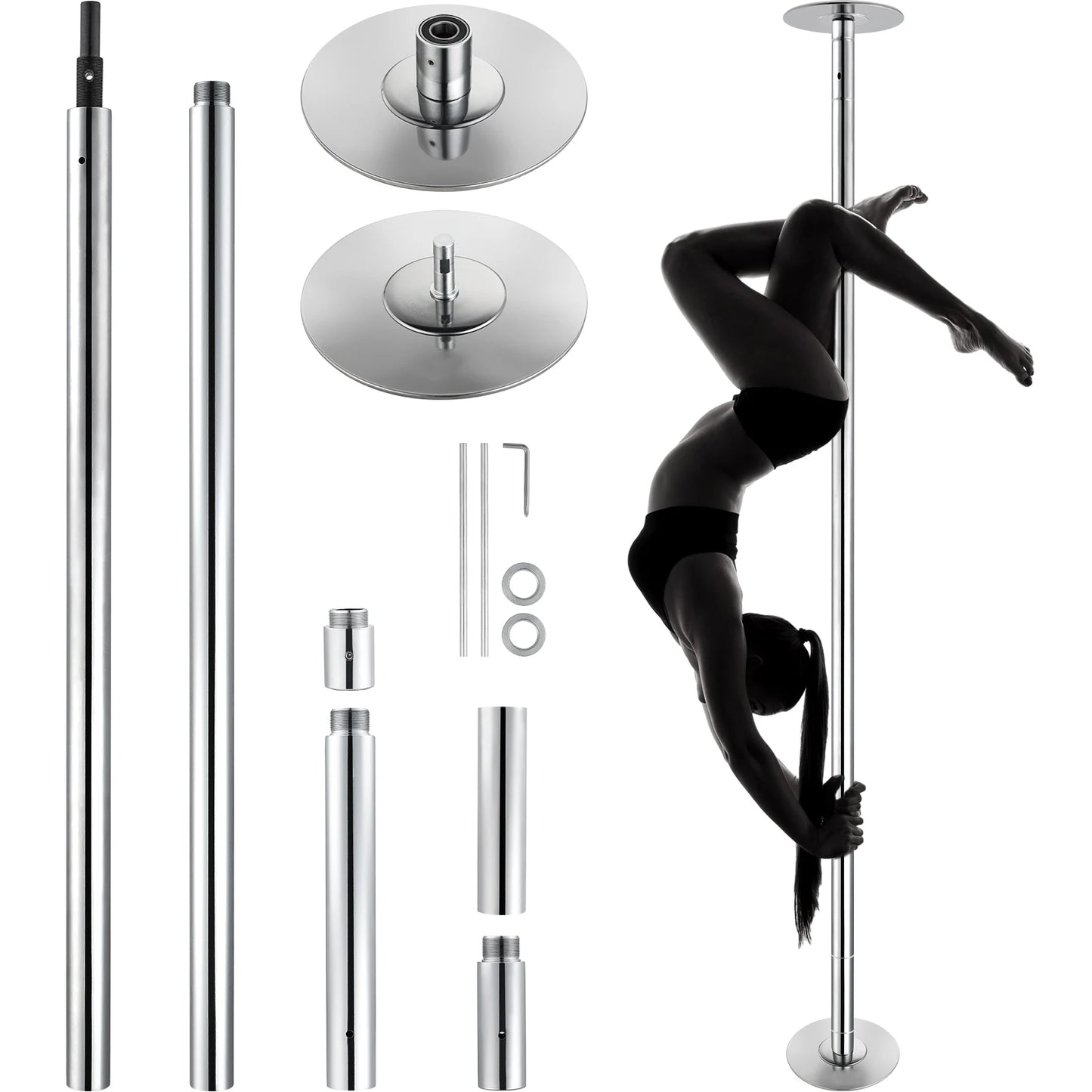 SucceBuy Stainless Steel Dancing Pole Kit Spinning and Static