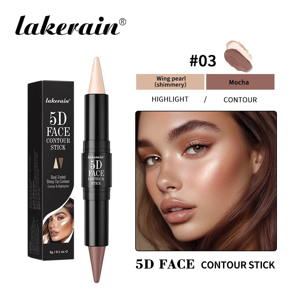 Lakerain Dual-Ended Face Contour Stick Highlighter Waterproof Sweatproof