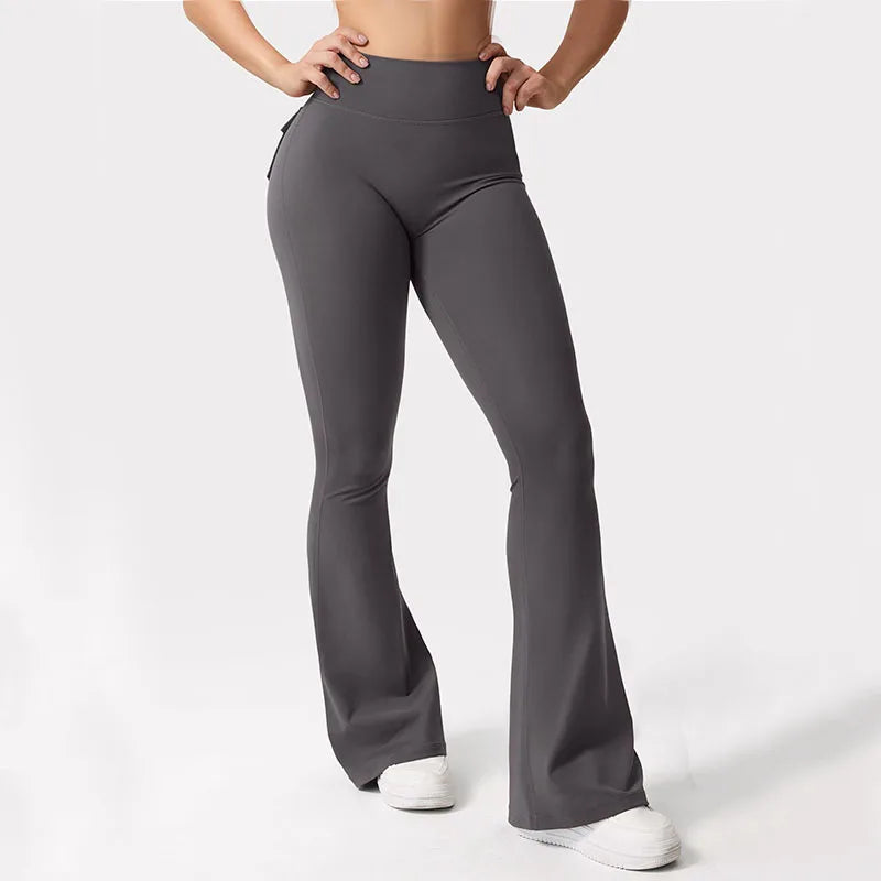 Women's Yoga Flare Trousers High Waist Tummy Control Pockets