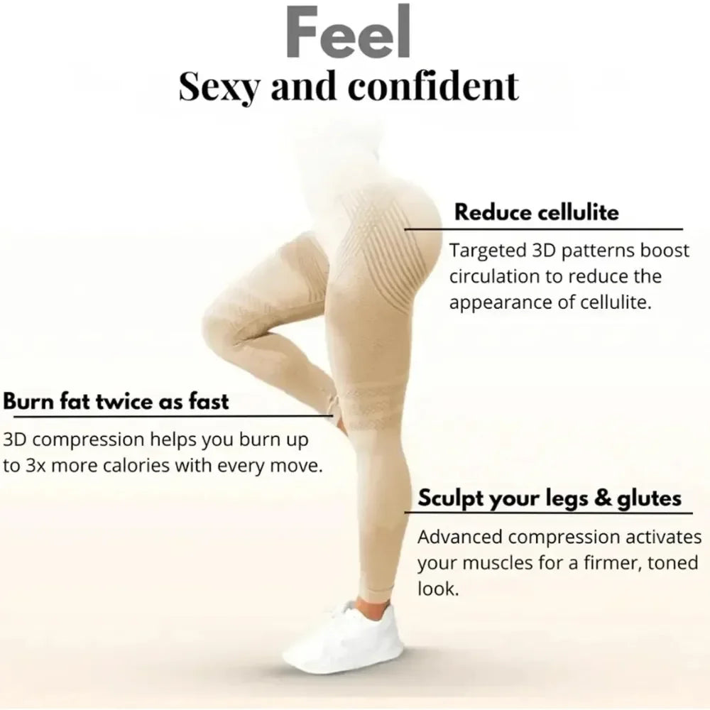 Cellulite 3D Leggings For Women High Waist Tummy Control Gym