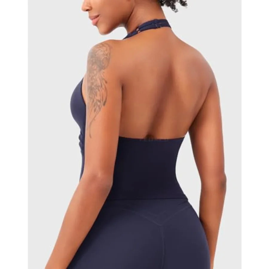 YEOREO CoreFlex Women Halter Tank Top Padded Longline