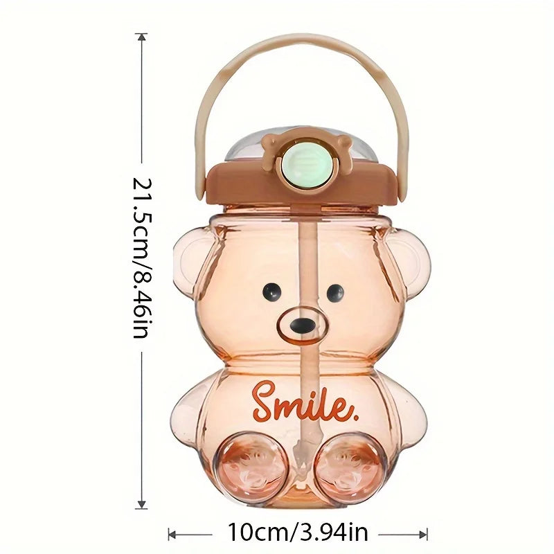 Cute Bear Cup Tumbler With Straw Kawaii Water Bottle
