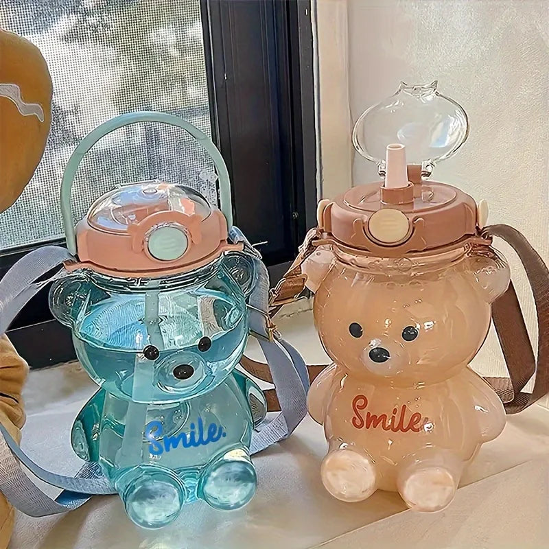 Cute Bear Cup Tumbler With Straw Kawaii Water Bottle