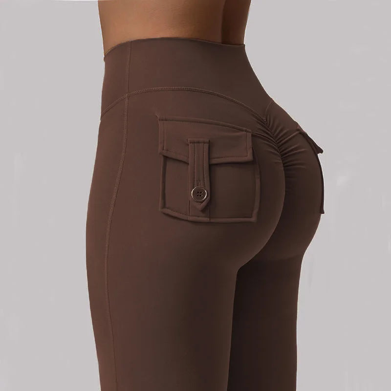 Women's Yoga Flare Trousers High Waist Tummy Control Pockets