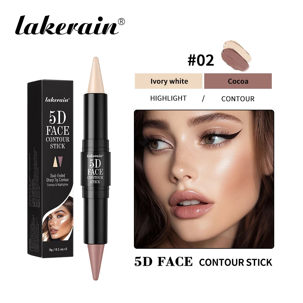 Lakerain Dual-Ended Face Contour Stick Highlighter Waterproof Sweatproof