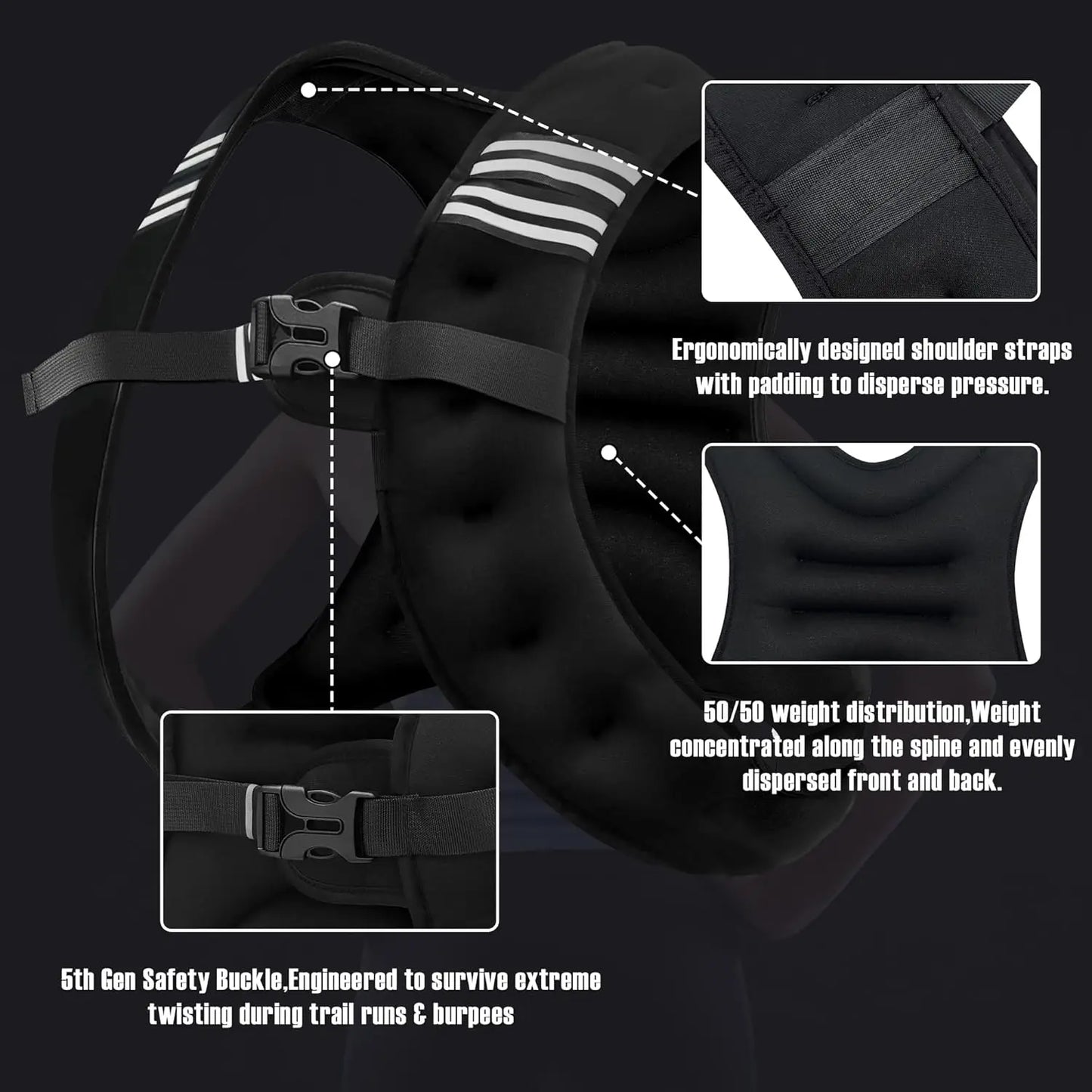 Weight Vest With Reflective Stripe For Running And Strength Training