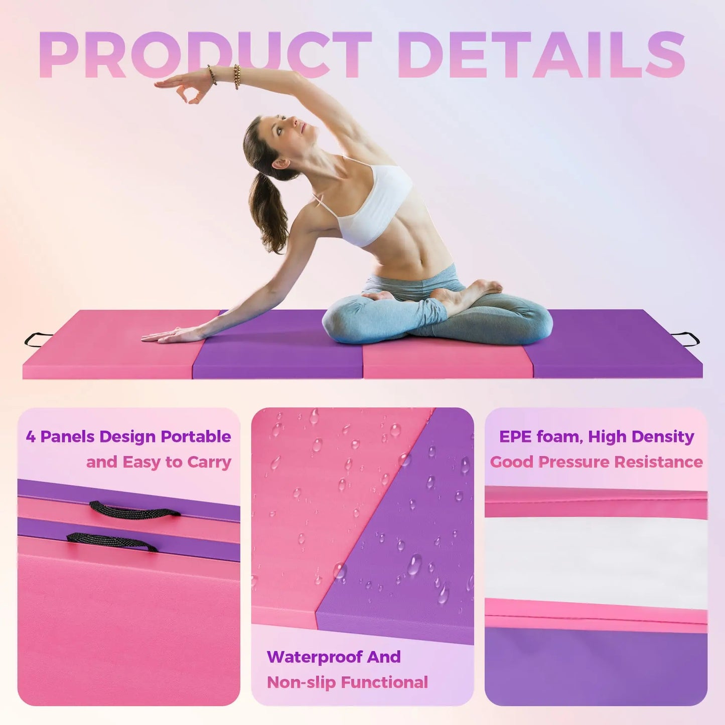 HiMISS Gymnastics Mat Tumbling Mats Home Gym Yoga Pilates
