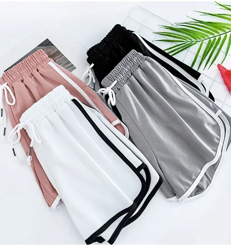 Korean Fashion Striped Sports Shorts For Women Casual Summer