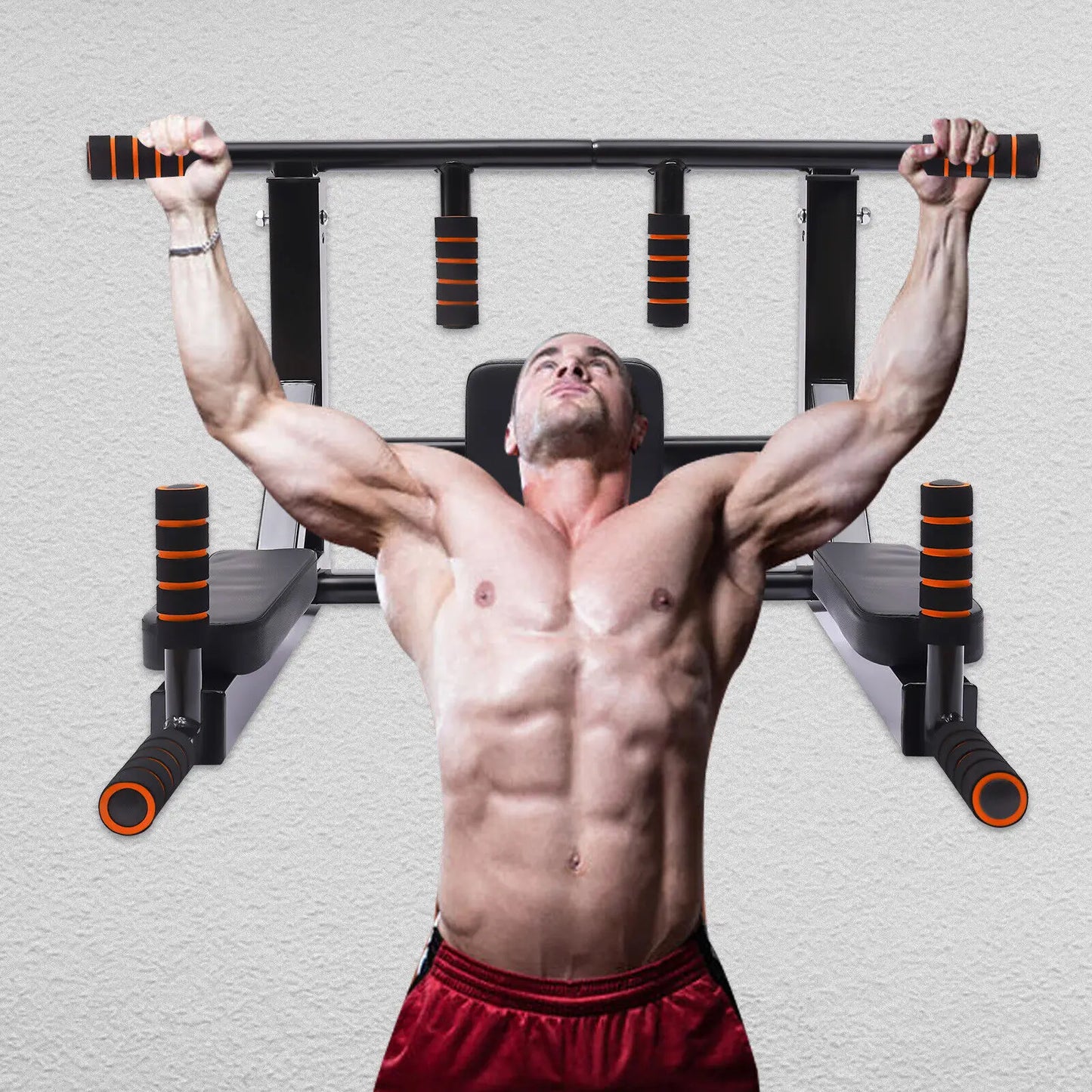 Vertical Knee Raise Dip Station And Wall-Mount Pull Up Bar