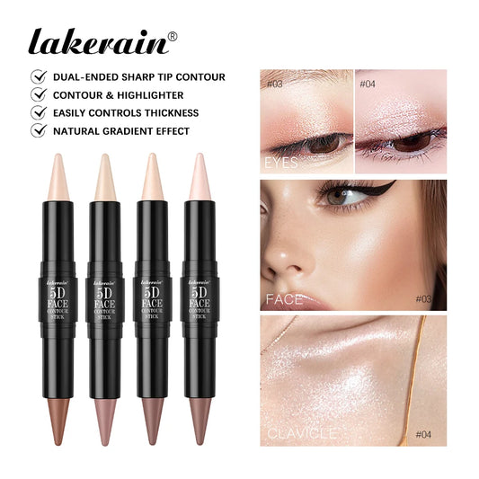 Lakerain Dual-Ended Face Contour Stick Highlighter Waterproof Sweatproof