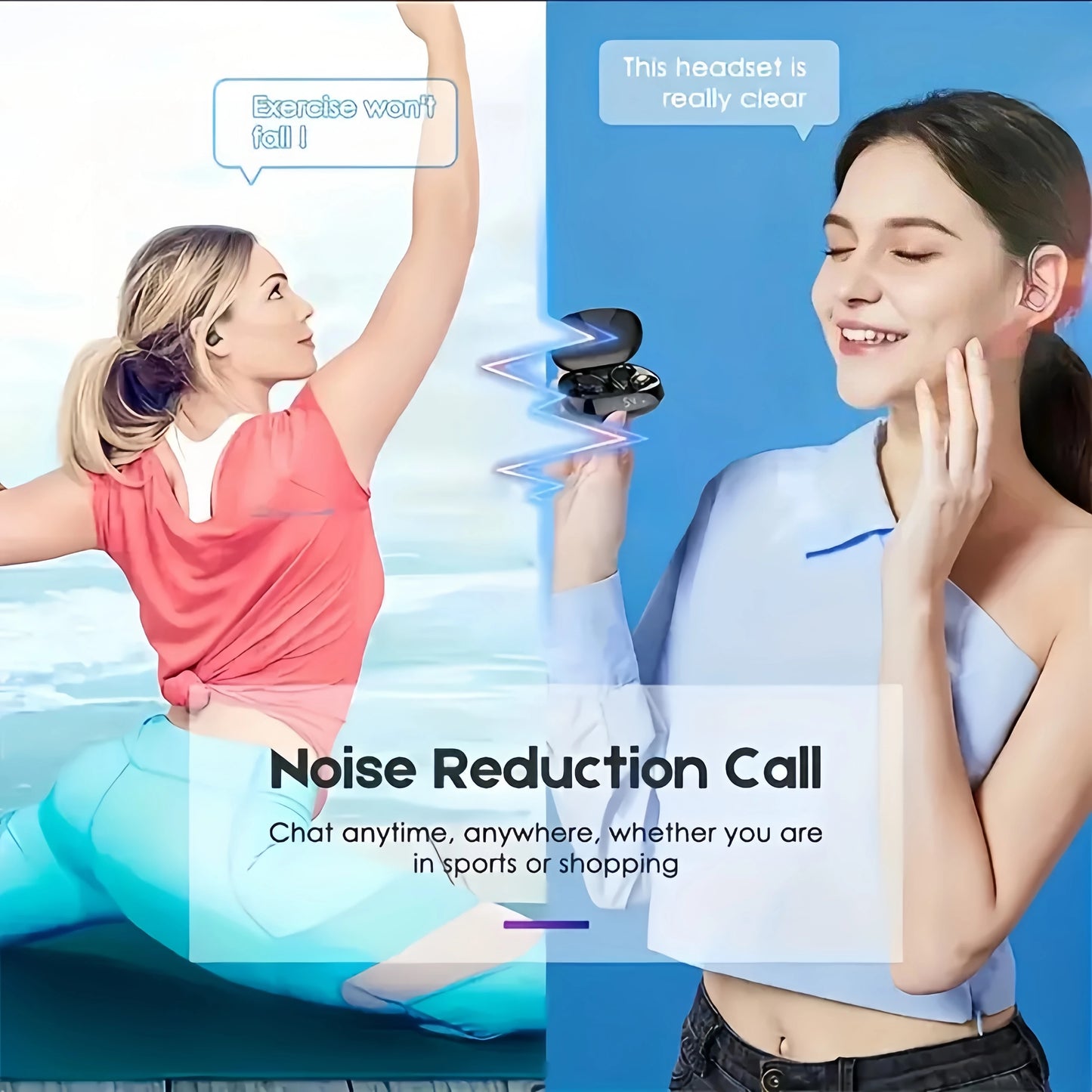 True Wireless Earbuds With Microphone And LED Display