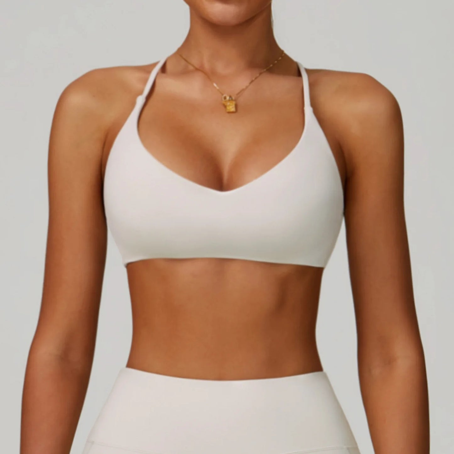 Dawndesslo Cross Shoulder Straps Sports Bra For Women Yoga