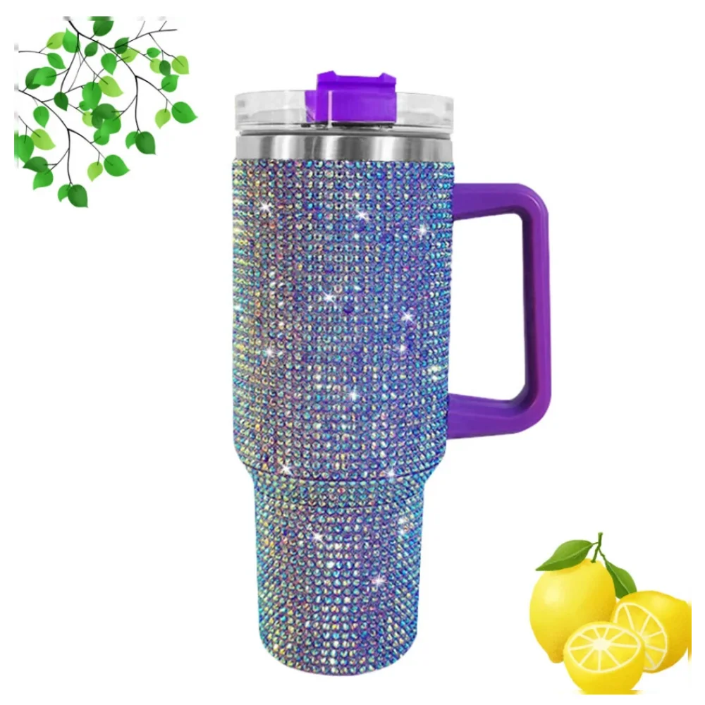 Stainless Steel Insulated Travel Mug With Handle And Straw Lid