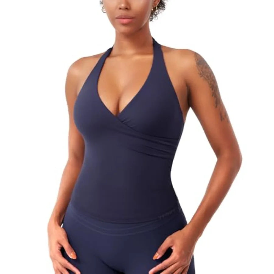 YEOREO CoreFlex Women Halter Tank Top Padded Longline