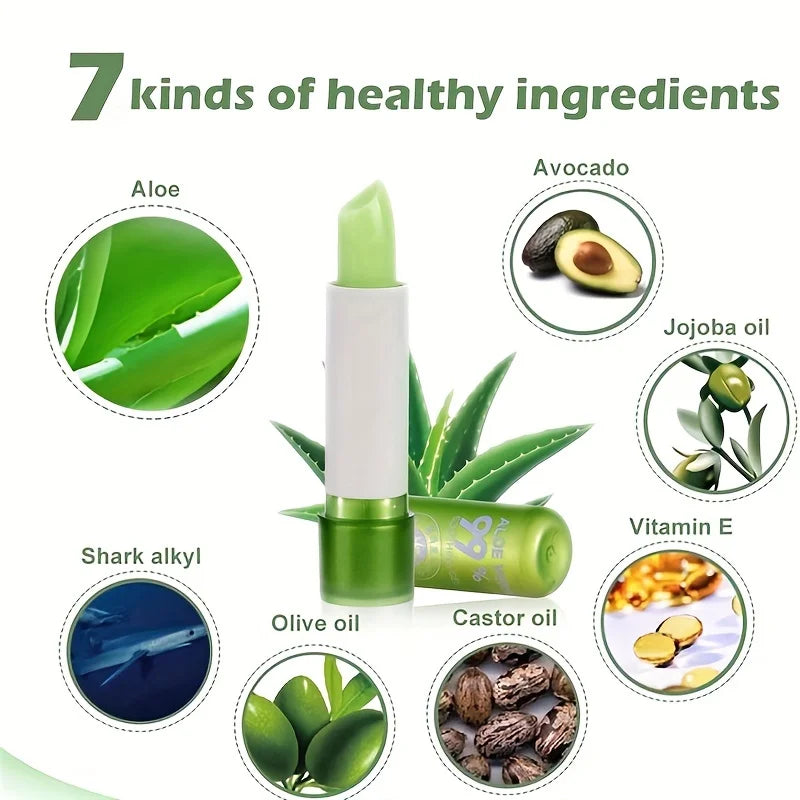 Aloe Vera Lip Balm Moisturizing Waterproof Color-Changing Lipstick