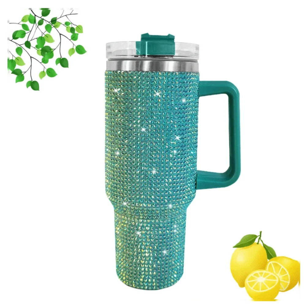 Stainless Steel Insulated Travel Mug With Handle And Straw Lid