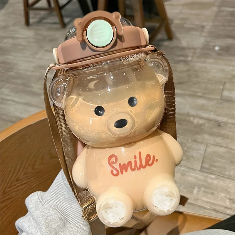 Cute Bear Cup Tumbler With Straw Kawaii Water Bottle