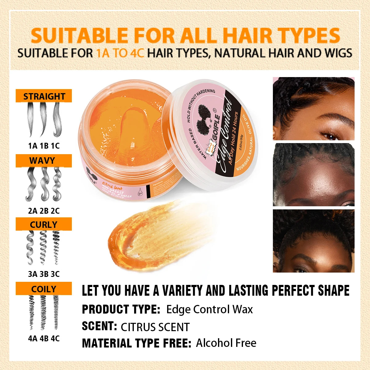 Edge Control Wax With Rosemary Oil For Strong Hold Frizz