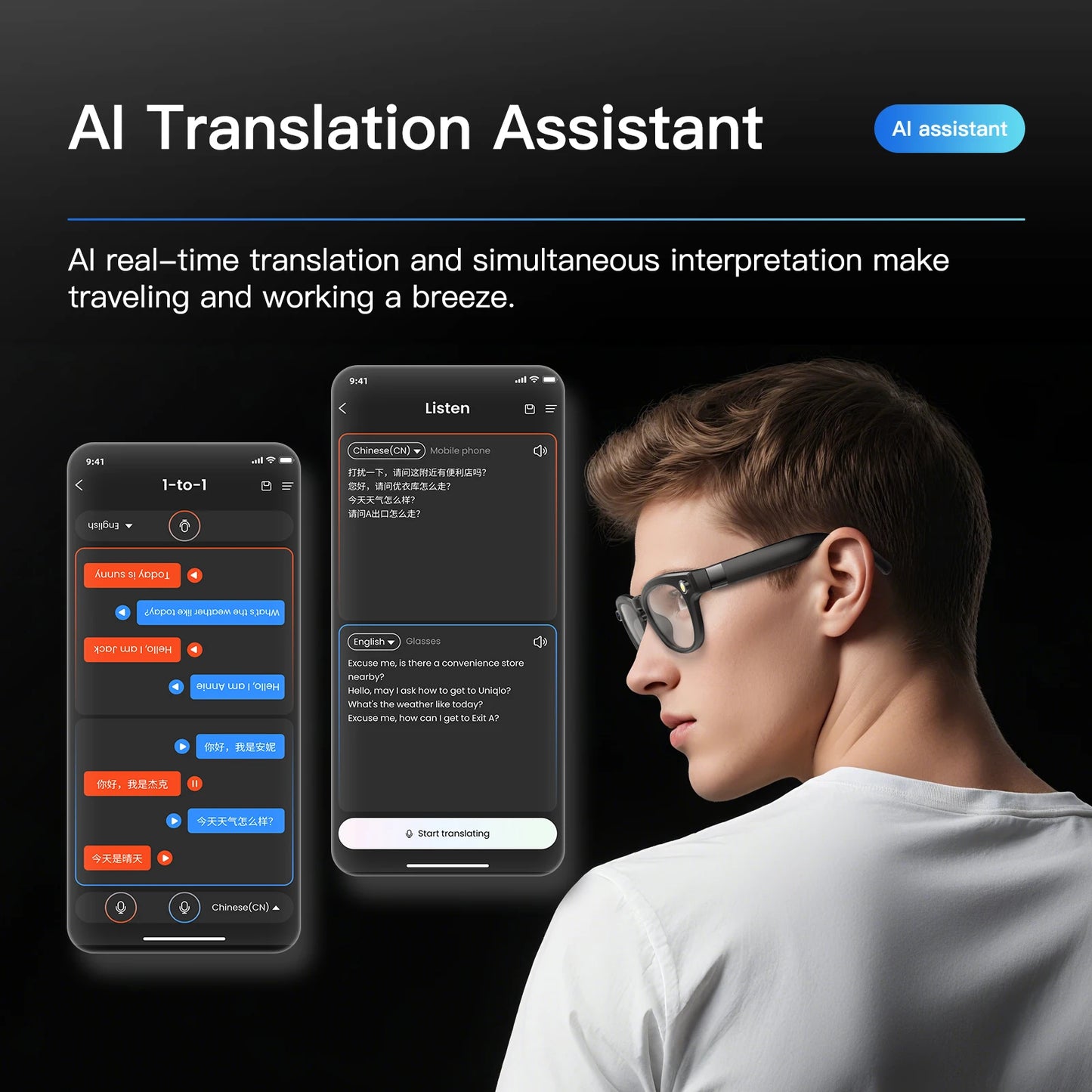EIGIIS AI Smart Glasses With Bluetooth Calling And Translation