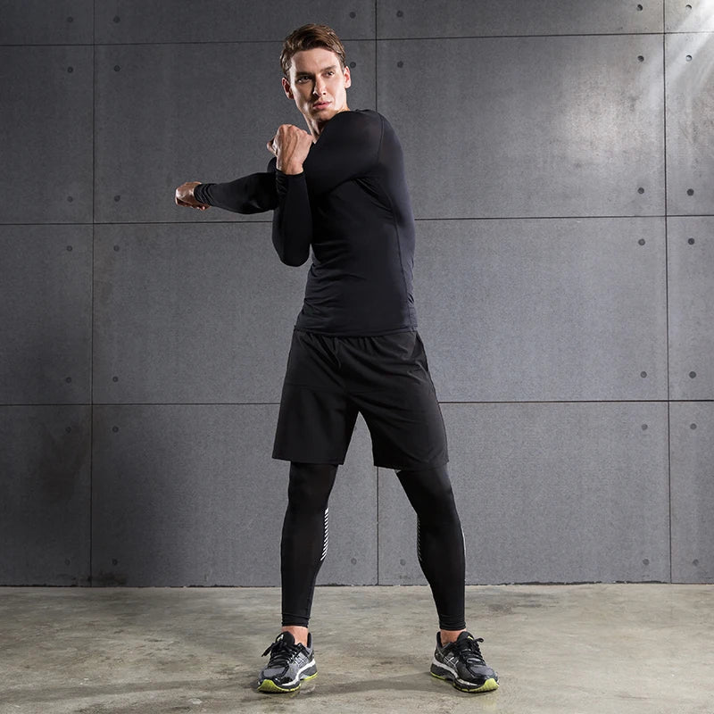 Men's Compression Running Top Long Sleeve Quick Dry Sports Shirt