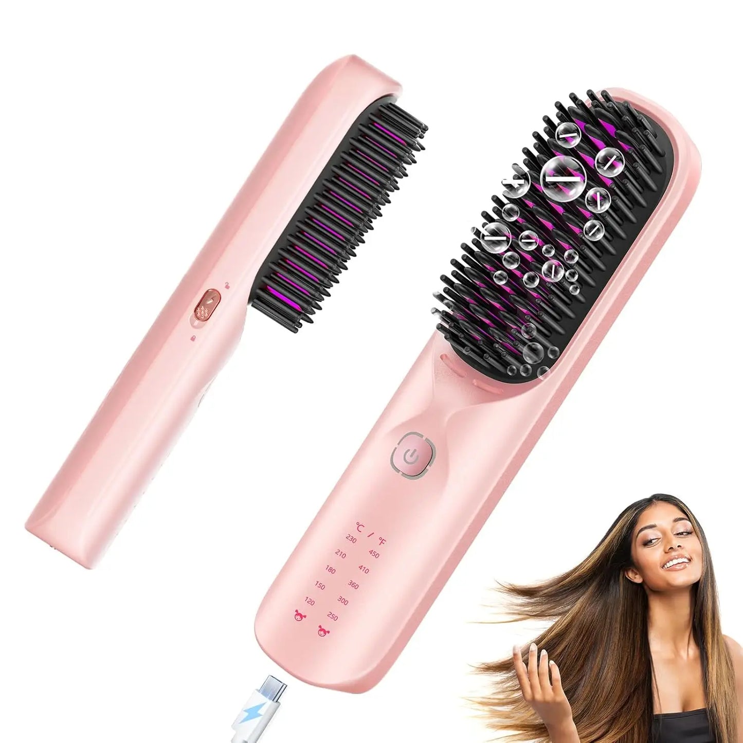 BOPCAL Cordless Hair Straightener Comb Brush 5S Fast Heating